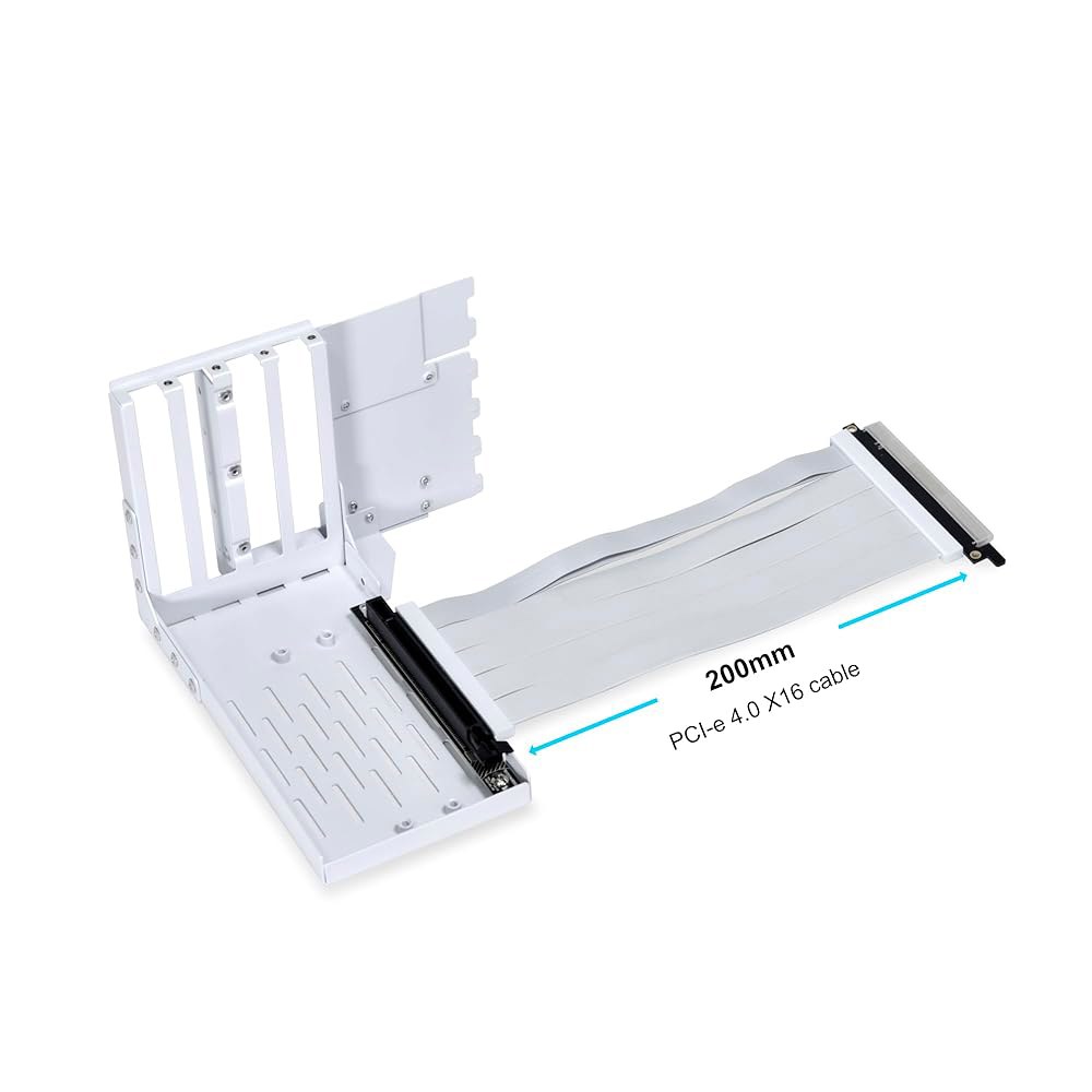 리안 리 액세서리 유니버설 4 슬롯 수직 GPU 카드 홀더 키트 화이트, 프리미엄 4세대 라이저 케이블 PCI-E 4.0 x 16-200mm, PCIe 3.0 호환, E-ATX, - 상세 이미지 2
