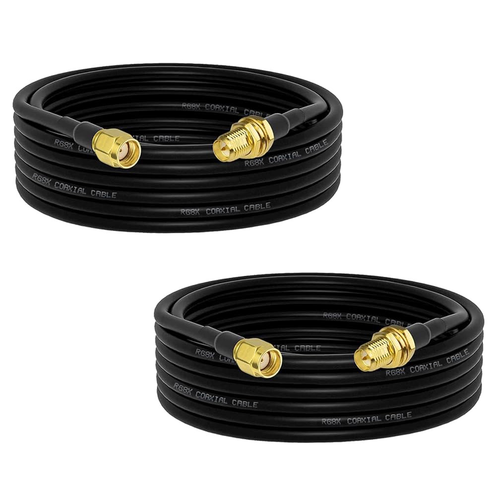 Superbat Wi-Fi 안테나 연장 케이블 벌크헤드 (2팩) 3m(10피트) 라우터 마운트 보안 - 네트워크 아님) 무선 수 카메라 암 (TV용 RP-SMA 어댑터 RG8X - 상품 이미지