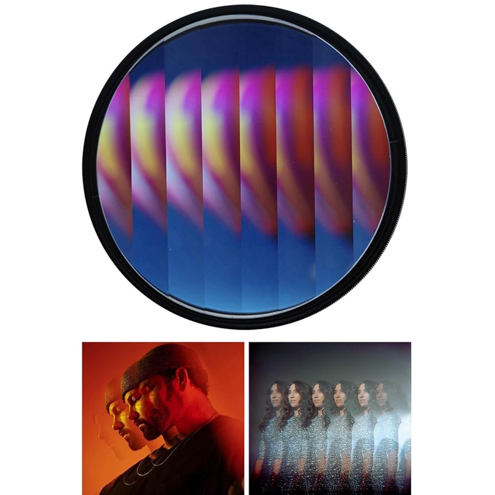 카메라 선형 필터, 67MM 프리즘 필름 특수 효과 유리 중계기 렌즈, DSLR 시네마틱 비디오 및 사진용 여러 이미지 사진 액세서리, 필터 파우치 포함 Linear 58MM - 상품 이미지