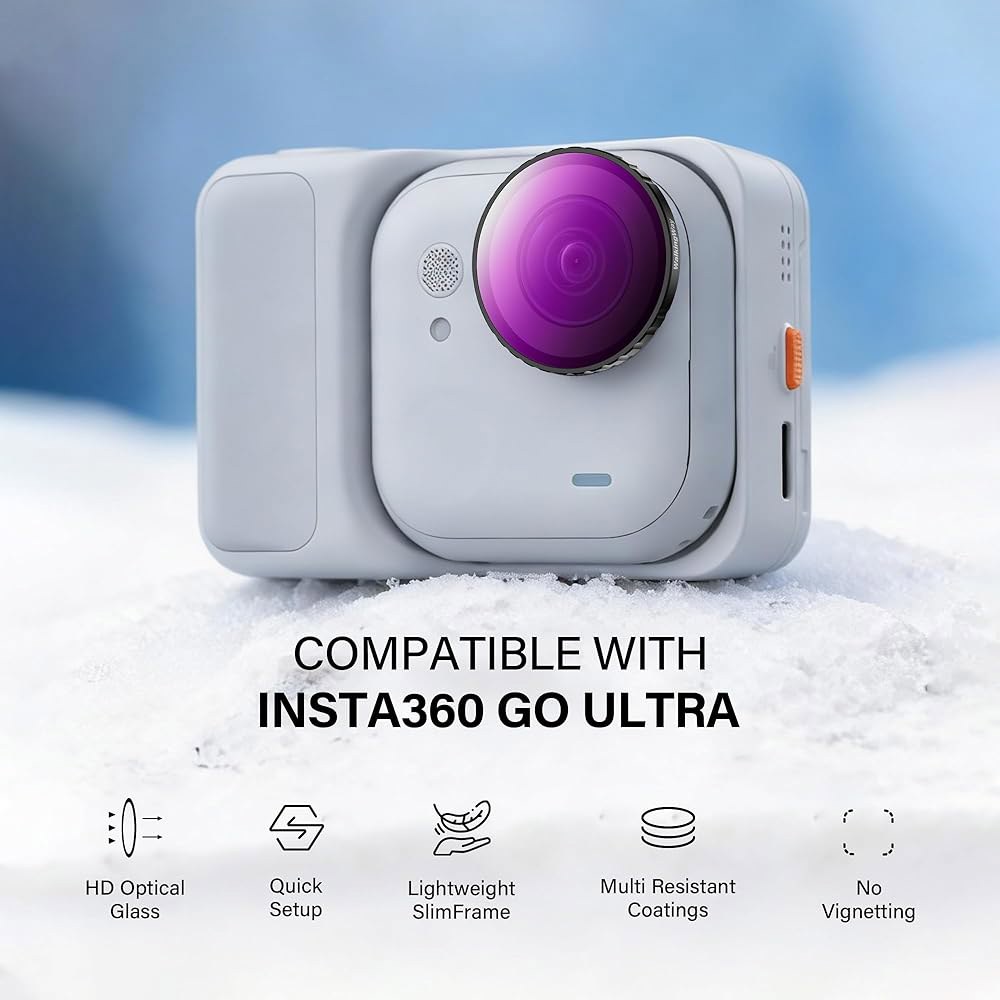 워킹 웨이 블랙 디퓨전 1/4 필터, Insta360 Go 울트라 액세서리, 크리에이티브 몽환적 미스트 시네마틱 이펙트 스크류 온 카메라 렌즈, 슬림 프레임 및 멀티 코팅 HD - 상세 이미지 2
