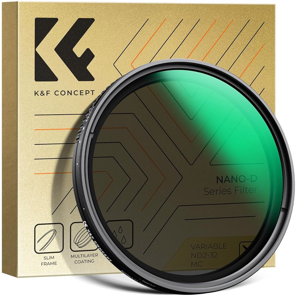 K&F 컨셉 72mm 가변 ND2-32 ND 렌즈 필터 1-5, 24개의 다층 코팅(D-시리즈)으로 방수 조절 가능한 중성 밀도 카메라 차단 52mm - 상품 이미지
