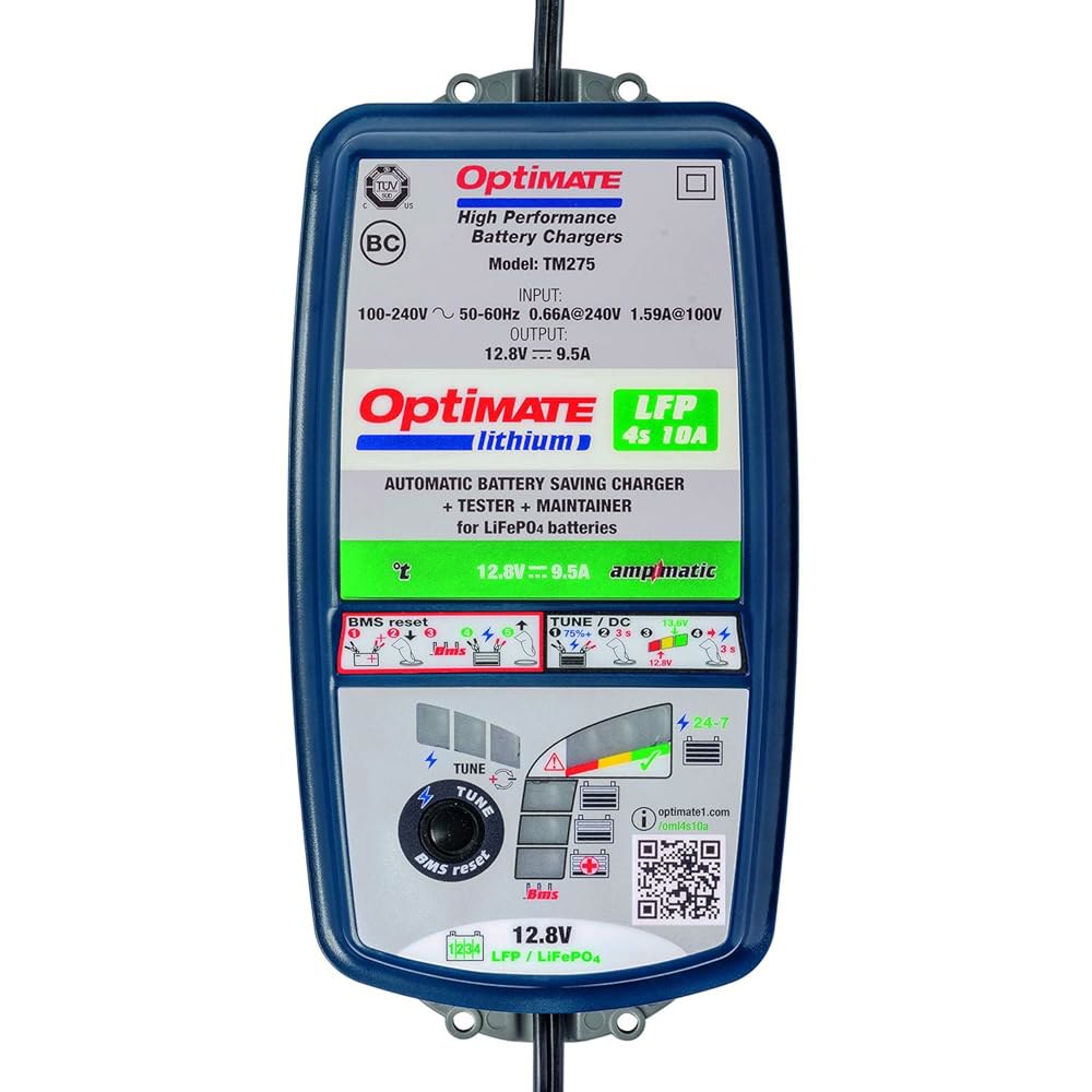 테크메이트, 리튬 4s 10A, TM-275v2, 10단계 12.8V 10A 밀폐형 배터리 절약 충전기 및 유지보수 최적화 - 상세 이미지 3