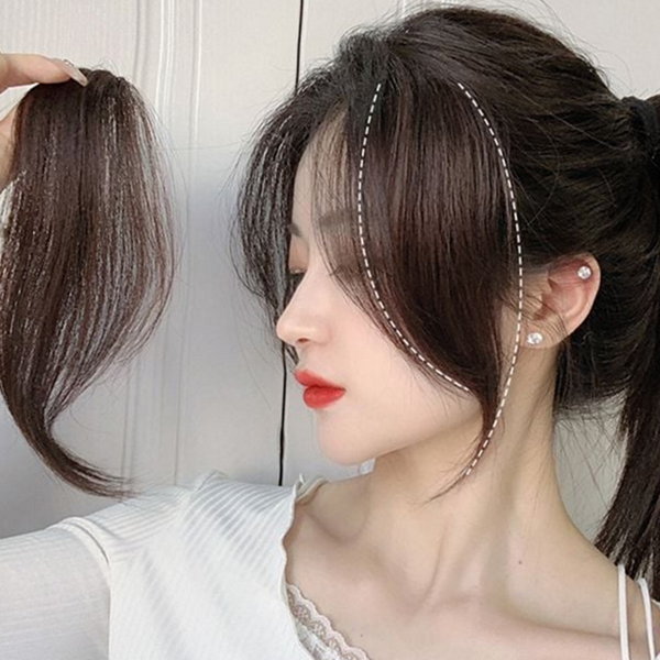 사이드 여자 인모 가발 똑딱이 여성 앞머리 가발 클립 피스 - 상품 이미지