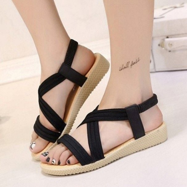 데 여성 스트랩 샌들 썸머 여자 끈 샌들 플랫 비치