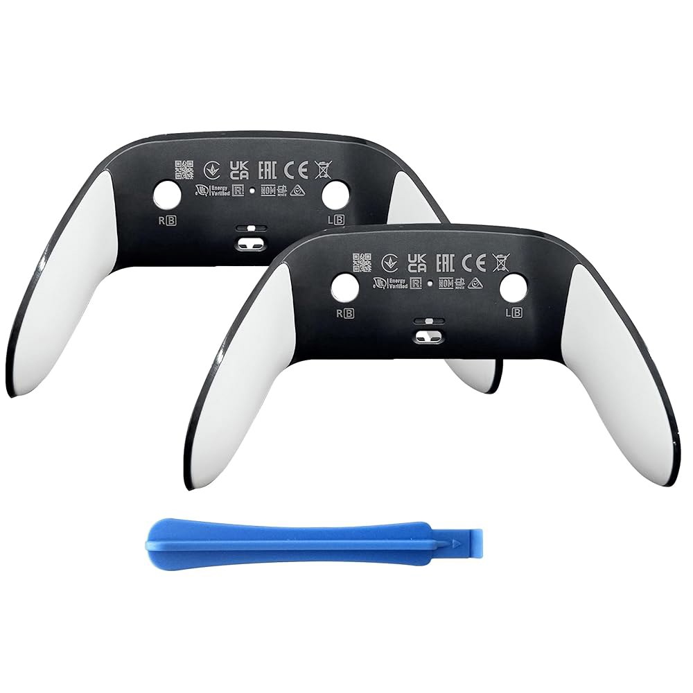 VOOCAT PS5 DSE와 호환되는 DualSense 화이트 컨트롤러용 - 수정, 백 OEM-Spec 교체 하우징, 2개 있는 엣지 벗겨짐 황변 클립온 및 트림 소프트 한 쉘 - 상품 이미지