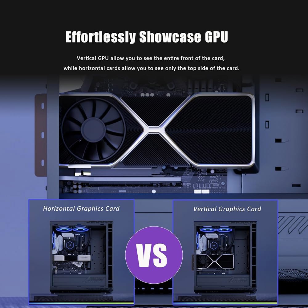 GLOTRENDS 2-슬롯 GPU 지원 브래킷, 수직 마운트용 180mm PCIe 4.0 라이저 케이블, RTX 40/30 시리즈 및 Radeon RX7000/RX6000 시리즈와 - 상세 이미지 3