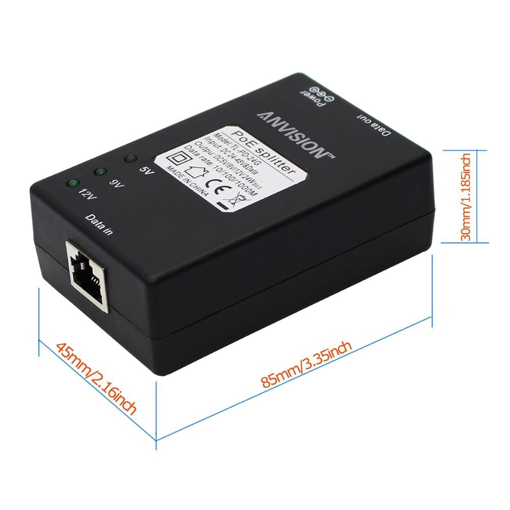 멀티 사이즈 팁이 있는 액티브 등 출력, IP 9V AP 스플리터 12V Voip 전원 IEEE 802.3af DC 폰 준수, 5V PoE 카메라 기가비트 어댑터, - 상세 이미지 3