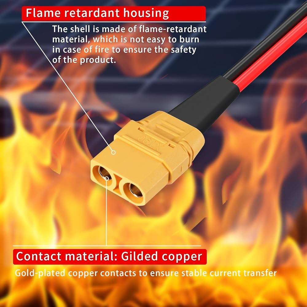 ELFCULB XT90 태양열 케이블, 10AWG 2FT 패널 휴대용 발전소용 암-태양열 커넥터 케이블 2FT 10AWG - 상세 이미지 3