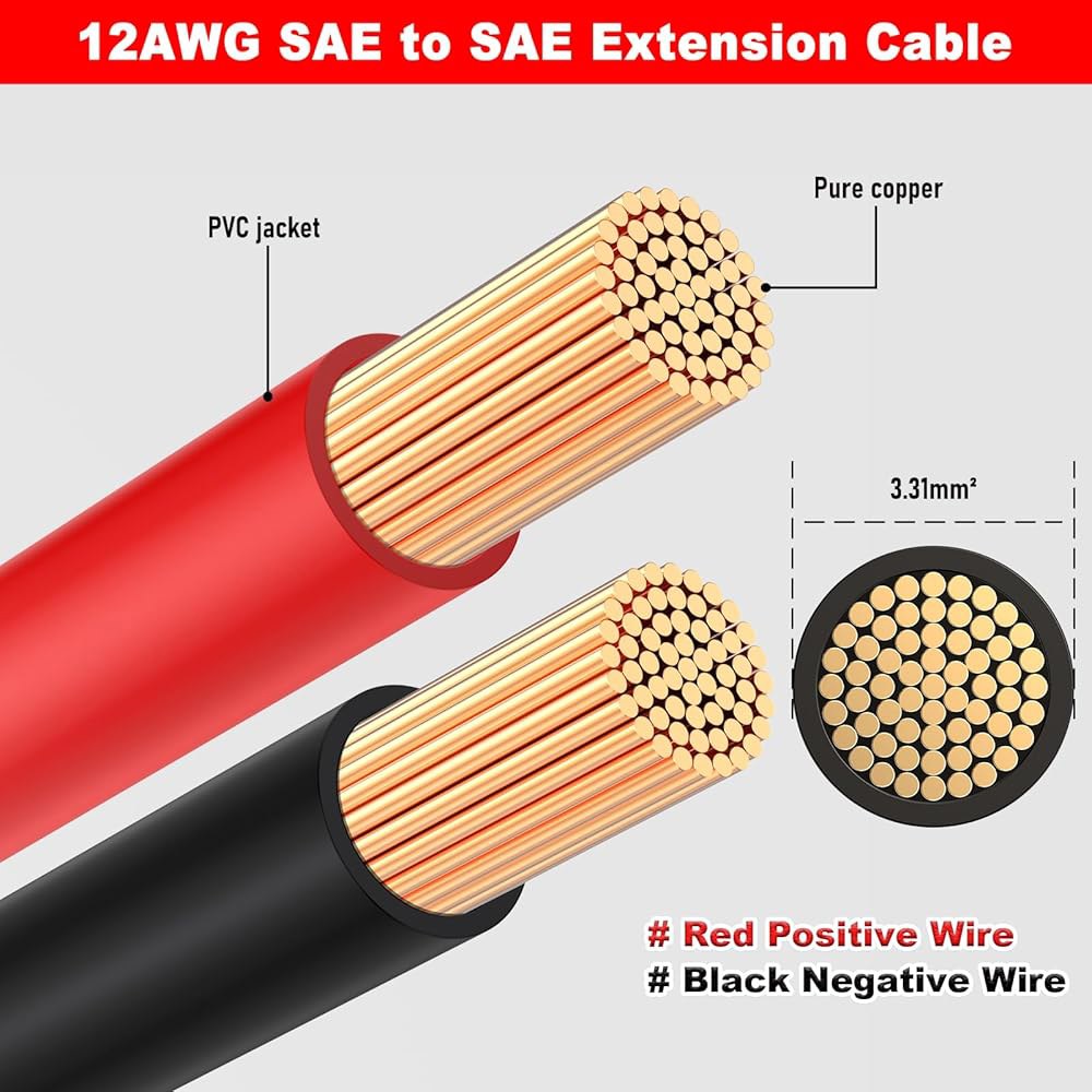 BBHEJJ 12AWG SAE 연장 케이블, 15피트 커넥터 태양광 패널, 배터리, 오토바이, 자동차, RV, 트럭용 극성 리버스 어댑터가 있는 퀵 디스커넥트 와이어 하네스 - 상세 이미지 3