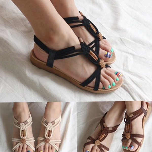 데 여성 끈 샌들 스트랩 여자 끈 샌들 비즈 여름