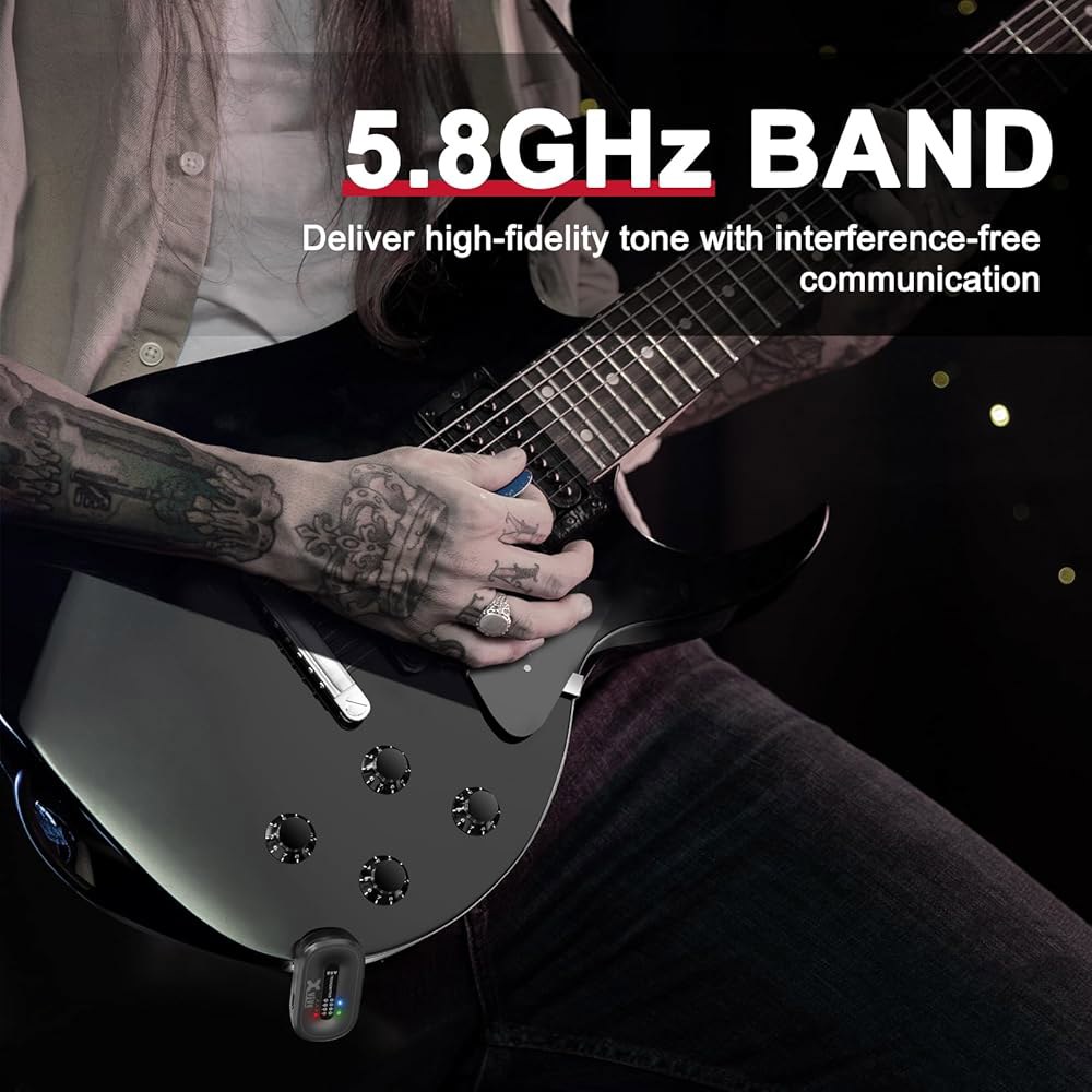 Xvive A58 무선 기타 시스템 - 5.8GHz 송신기 및 수신기(채널 자동 스캔 포함)(블랙) Black - 상세 이미지 3