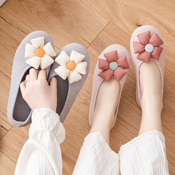 부드러운 꽃 덧신 슬리퍼 신혼부부 플라워 실내화 거실화 사계절 - 상품 이미지