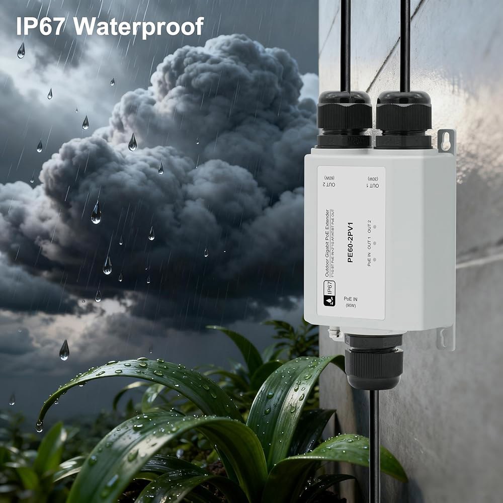실외 PoE++ 익스텐더, 90W 입력 IP VoIP, IEEE802.3bt/at/af, 카메라, 100m(322피트), 기가비트 PoE AP용 PTZ, 최대 리피터/부스터, IP - 상세 이미지 3