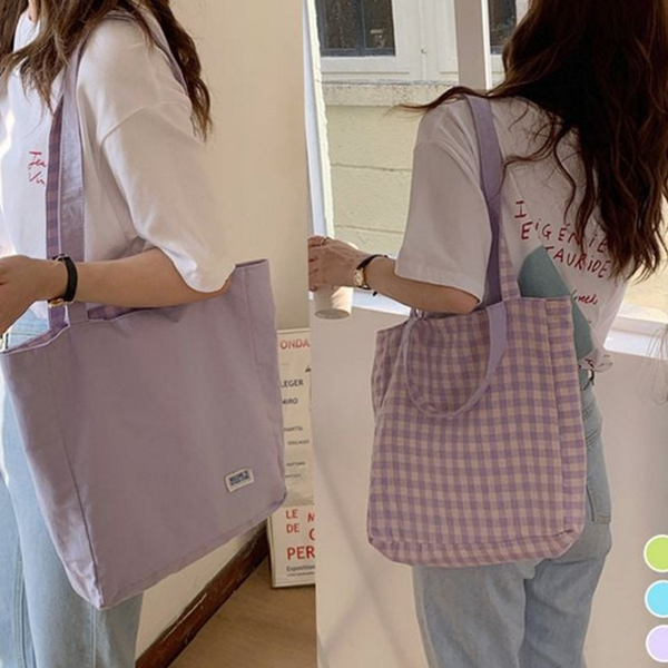 빅사이즈 여성 숄더백 파스텔 데일리 숄더백 캔버스 양면 - 상품 이미지