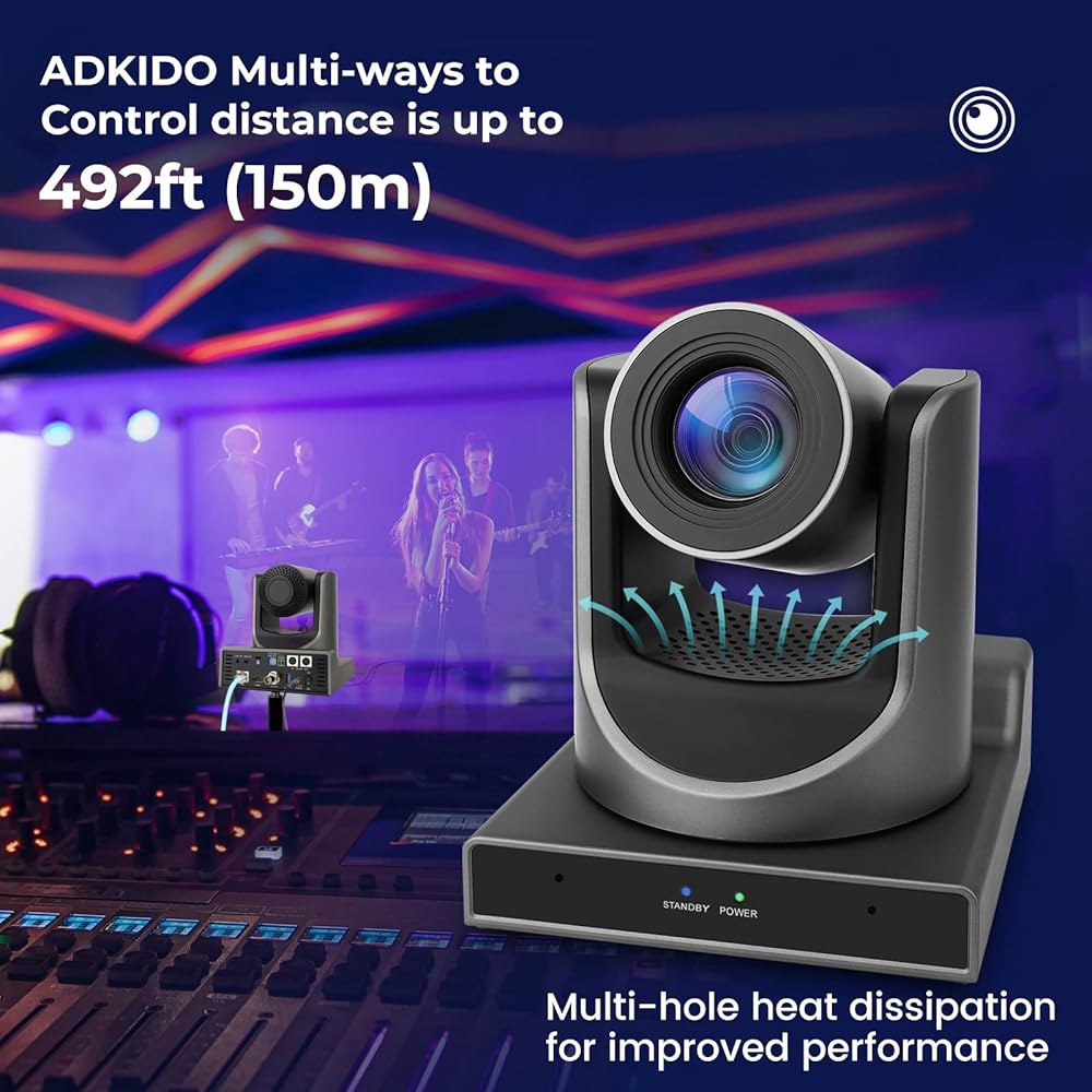 ADKIDO PTZ 카메라, 광학 줌 교육에 스트리밍, 네트워크 및 IP 비디오 HDMI USB 교회, 3G-SDI 라이브 20X 이상적 있는 회의, POE가 출력, 동시 - 상세 이미지 3