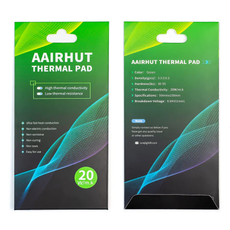 Aairhut [해외]에어헛 써멀 패드 20W/m.K 100x50x0.5mm 실리콘 냉각 비전도성 내열 익스트림 오디세이 커버(PC 노트북 PS4/PS5/SSD/RAM용 듀얼 자가 100x50x