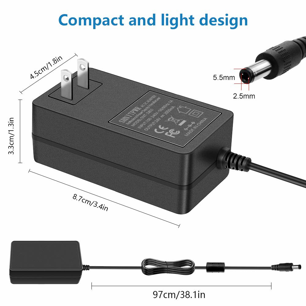 DC 전원 공급 어댑터 24V 스트립 입력 컨버터 시스템 LCD 100~240V 5.5x2.5mm CCTV 3528 - LED 보안 2A 모니터용 프린터 3D AC 48W 변압기 - 상세 이미지 2