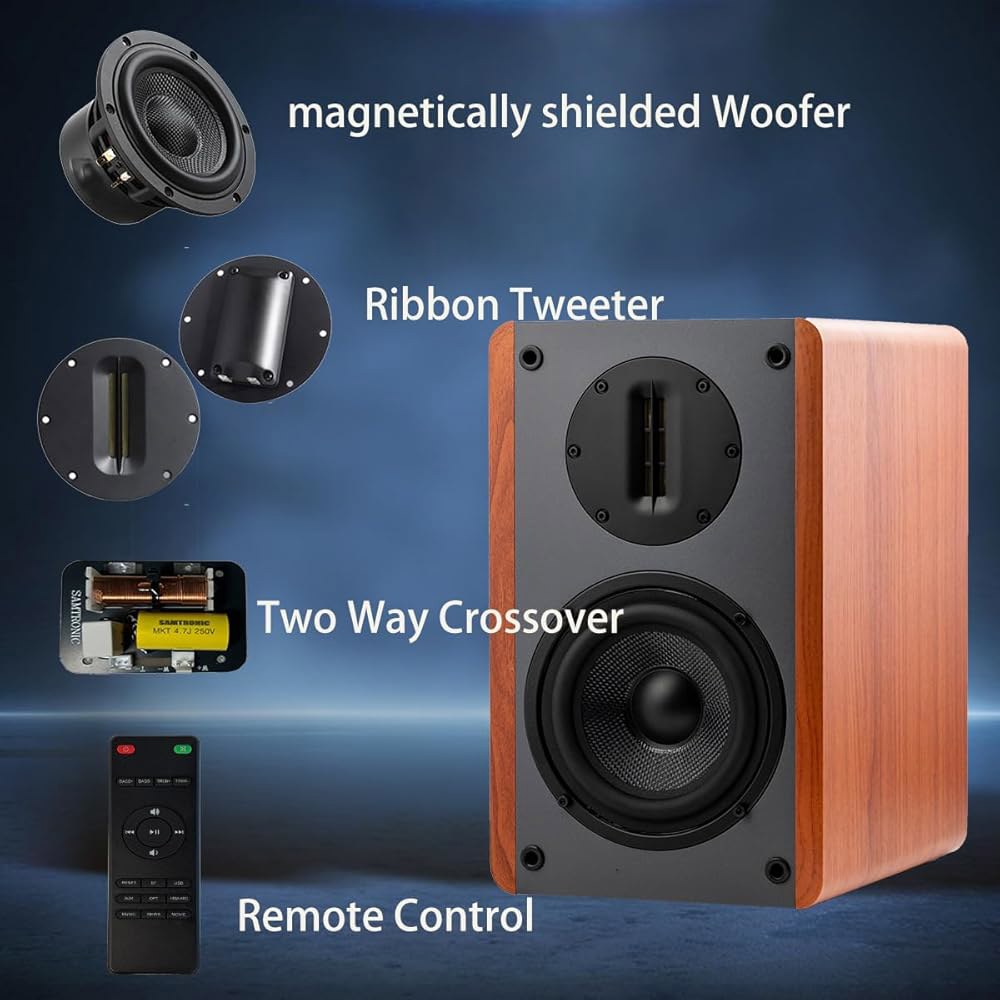 Samtronic 블루투스 북쉘프 스피커, 100W 턴테이블 우퍼, 및 광학/AUX/RCA/HDMI 있는 PC X TV용 TV 리본 스피커 5.25인치 입력이 2 전원 트위터 - 상세 이미지 3