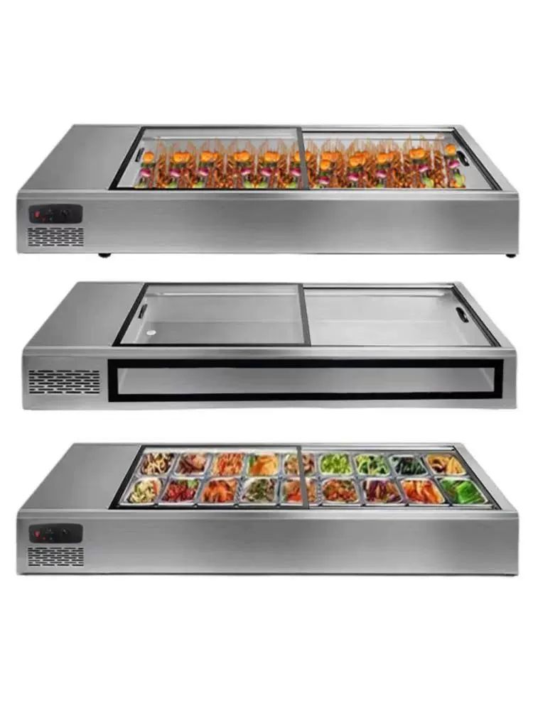 탁상형 토핑 냉장고 셀프바 식당 업소용 반찬 120 x 60x32 cm 측면 창문 냉장 - 상품 이미지