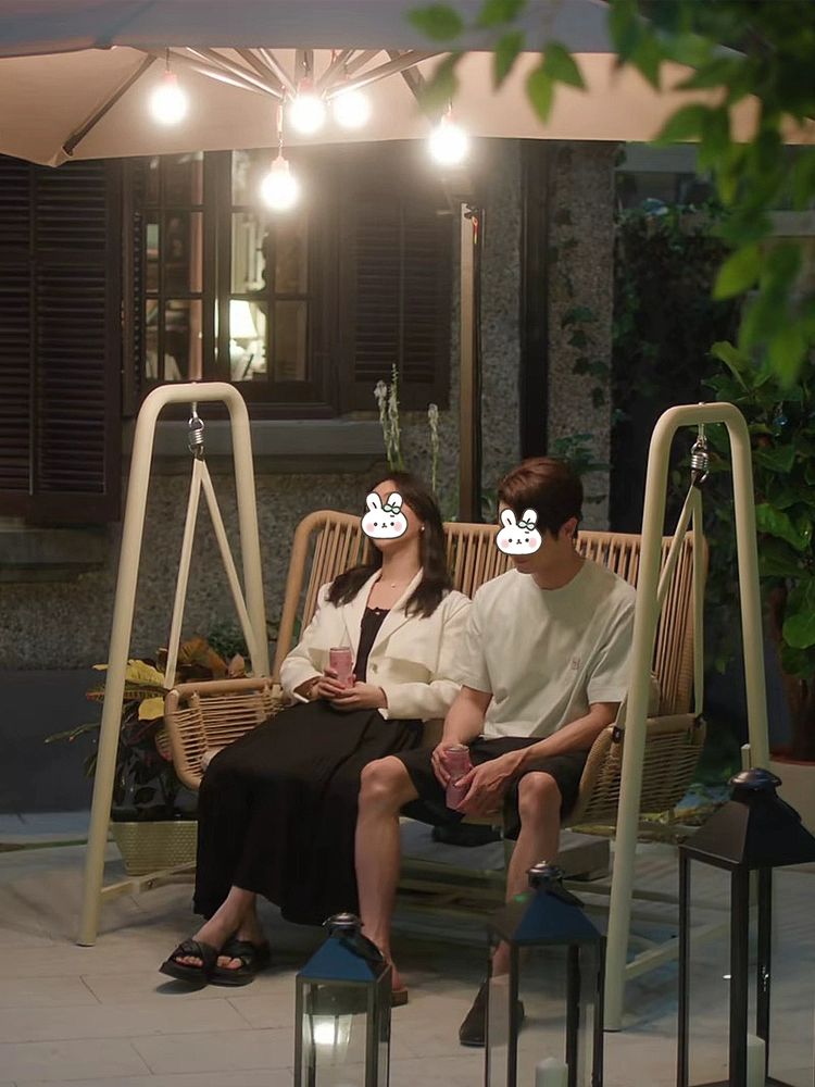 발코니 스윙체어 엔틱 디자인 라운지 체어 낮잠용 거실 2인용 자유형 - 보강된 하중 지지대 - 상세 이미지 3