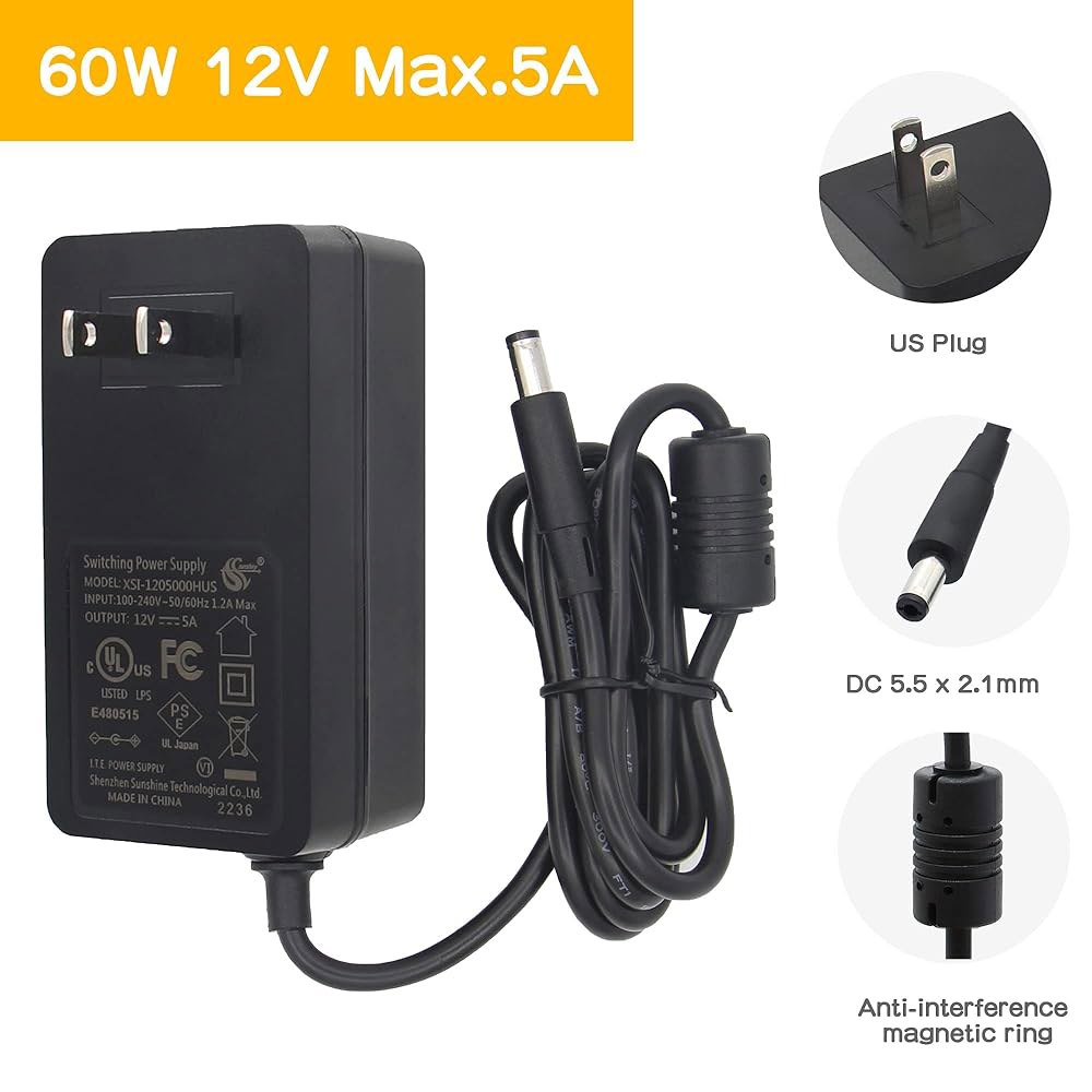 Geekworm DC 12V 5A 60W 5521 AC 스트립용 어댑터 프린터/3D 전원 /보안 100-240V 카메라 등록 V3.0/X885/X729/X1202/X1203/X12 - 상세 이미지 3