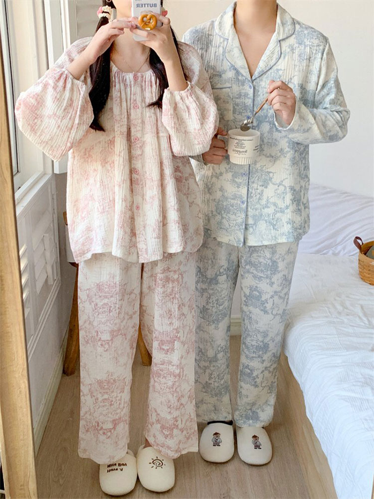 루브르 잠옷세트 뜨왈 요루면 원피스 투피스 커플 파자마 시밀러룩 이미지 6