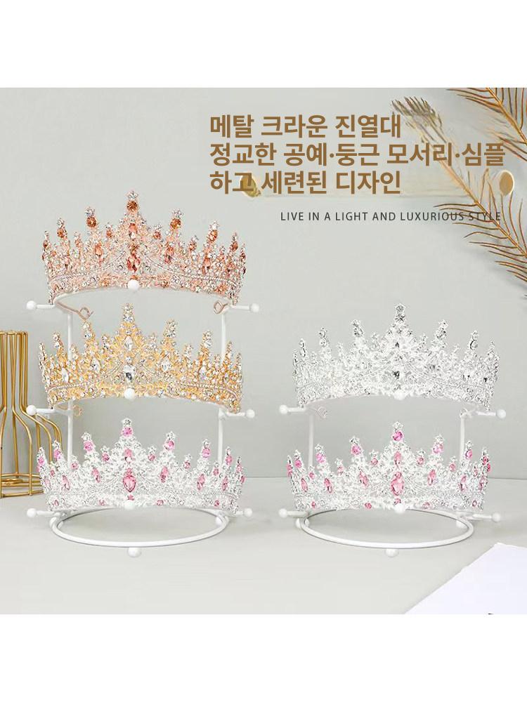 4단 티아라 정리대 왕관 웨딩샵 수납 머리띠 진열대 화이트 2단 - 상세 이미지 5
