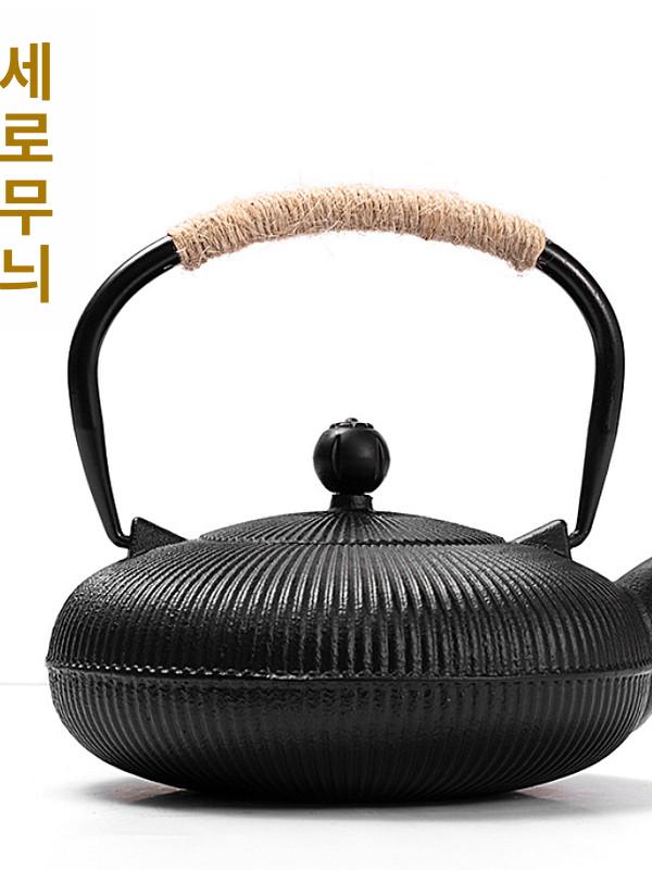 주철 엔틱 차포트 다도용 전통 다관 다기용 복고풍 무쇠 블랙 물고기 비늘 무늬 800ml 801ml 에서 900ml - 상세 이미지 5