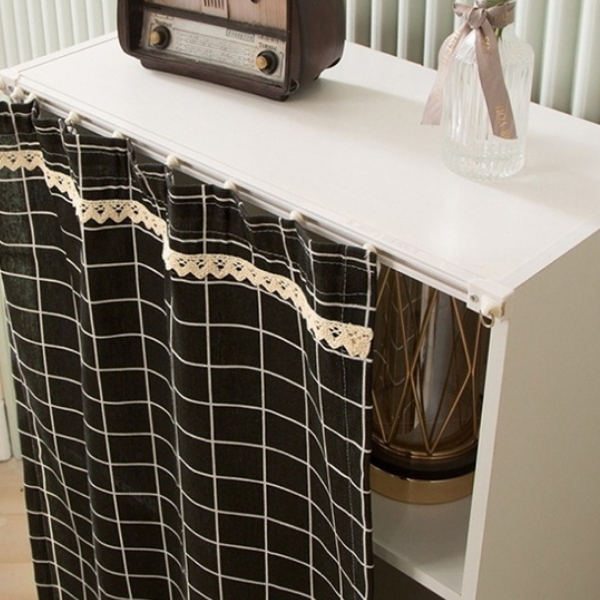 주방 선반 가리개 슬라이딩 바란스 커튼 패브릭 수납장 창문 미니