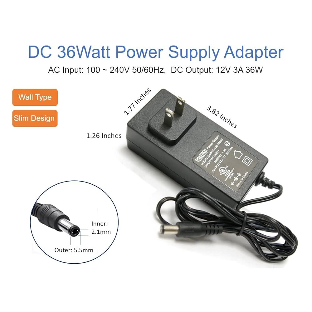 삼성 Wisenet DVR, NVR, AHD용 카메라 AC CCTV Owl과 Night 전원 공급 3A DC 어댑터 장치, 보안 100-240V Lorex, 호환 12V - 상세 이미지 3