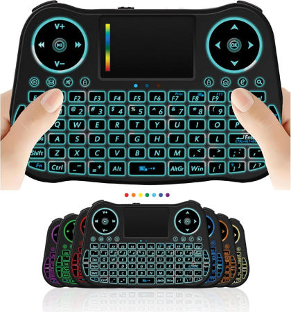 WirelessFinest [해외]안드로이드 TV 박스 스마트 TV용 RGB 백라이트가 있는 무선 미니 키보드 리모컨 터치패드 마우스 콤보 컨트롤러(OS+USB PC 컴퓨터 노트북 윈도우 OS HTPC 홈