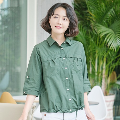 엄마옷 조이마담 J3045 셔링 스트링 셔츠겸 자켓 남방 중년여성의류 - 상품 이미지