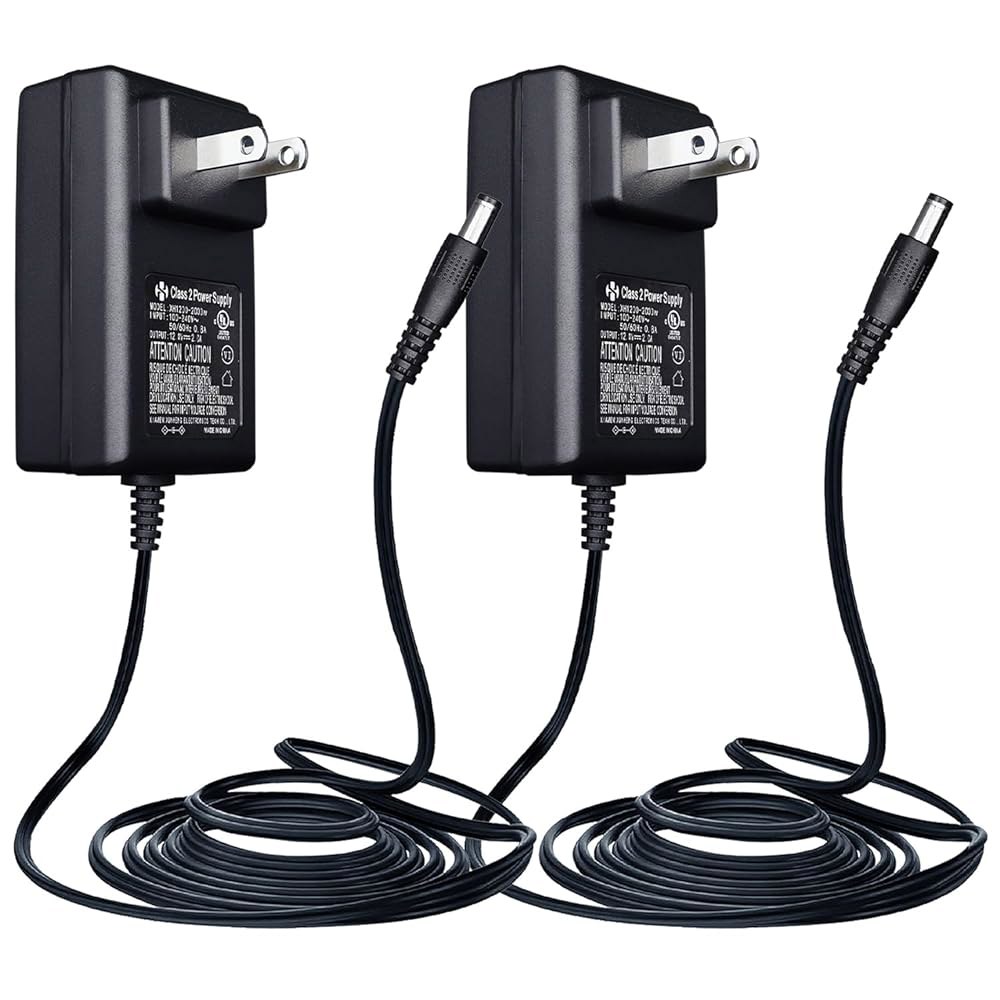 Anlink 2팩 12V 2A 1.8m(6피트) 2.1mm 어댑터, CCTV 웹캠 to 2000mA DC x AC 1500mA 포함, 라이트 1000mA 5.5 카메라 BT LED - 상품 이미지