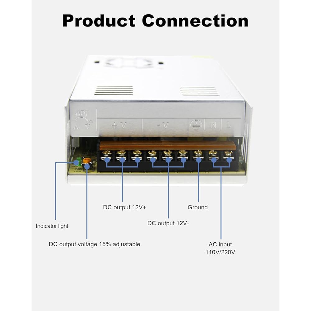 30A 360W DC 전원 공급 라디오 프로젝트용 컴퓨터 AC to CCTV 스트립 장치 변압기 카메라 110/220V 범용 시스템 스위칭 조명 보안 어댑터, LED - 상세 이미지 3