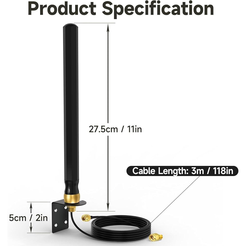 Superbat 실외 4G LTE SMA 카메라 안테나 진흙 사냥 트레일 셀룰러 게임 수신기 확장 마운트 라우터 벽 캠 게이트웨이 sma / rp-sma antenna - 상세 이미지 2