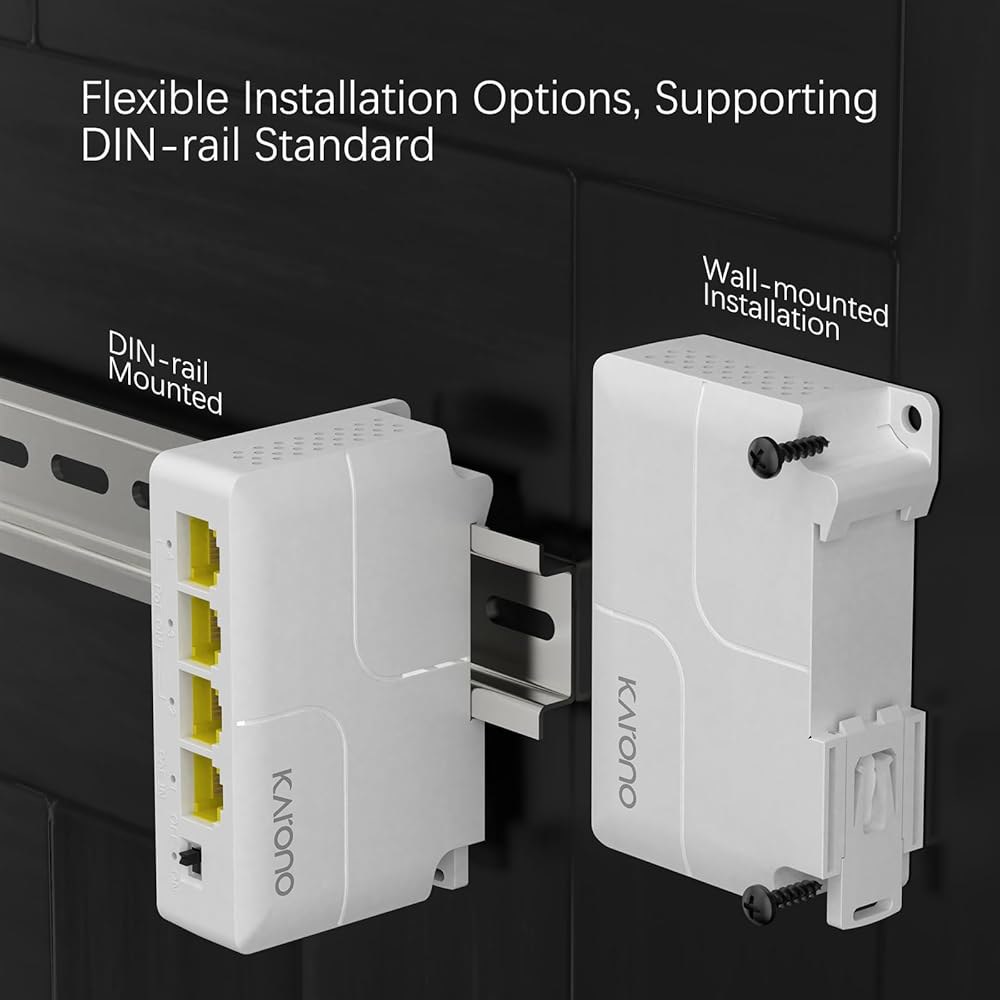 Karono 4 포트 기가비트 PoE 플레이 출력, 부스터, 플러그 3 / VLAN, 지원 1000Mbps 마운트 Din-Rail 익스텐더/리피터, 스위치 패스스루 POE 벽 앤 - 상세 이미지 2