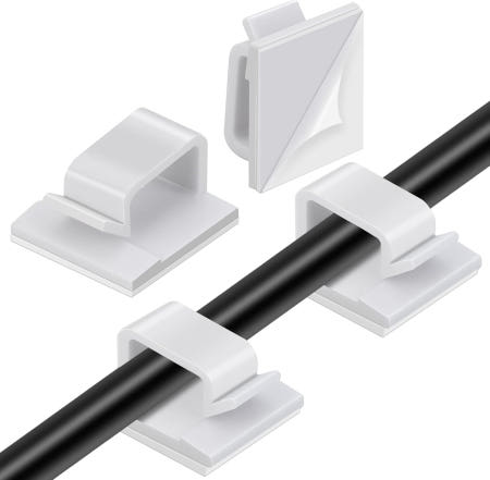 Segarty [해외]세가티 화이트 와이어 클립 100PCS 자체 접착 케이블 코드 정리함 관리 플랫 이더넷 홀더 벽 자동차 사무실 및 홈 데스크용 타이 클램프 S White_STYLE A