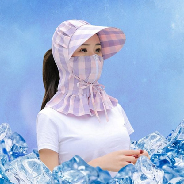 프릴 여성 썬 캡 모자 자외선 햇빛 차단 모자 마스크 - 상품 이미지