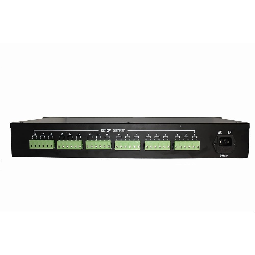 EVERSECU 17CH DC12V 20 Amp 마운트 플러그 전원 AC 장치, 카메라용 박스 랙 CCTV PTC DVR, 포함, IP 퓨즈 1.5U/19 카메라, 공급 보안 금속 - 상세 이미지 2