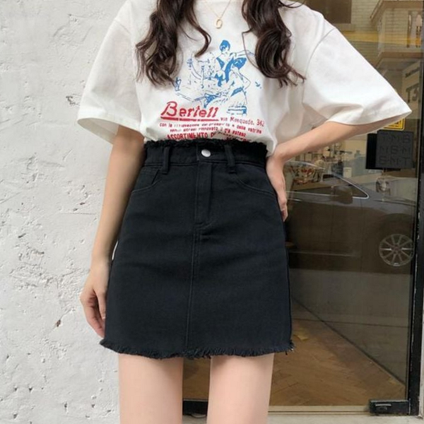 데룩 여성 데님 스커트 청치마 여성 미니 스커트 데 캐주얼 - 상품 이미지