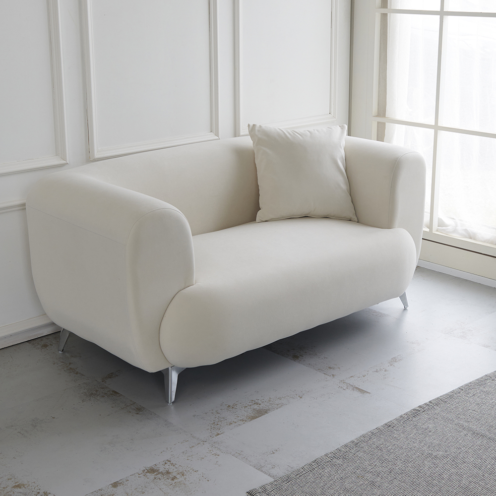 패브릭 소파 스툴미포함, 아이보리, 2인용