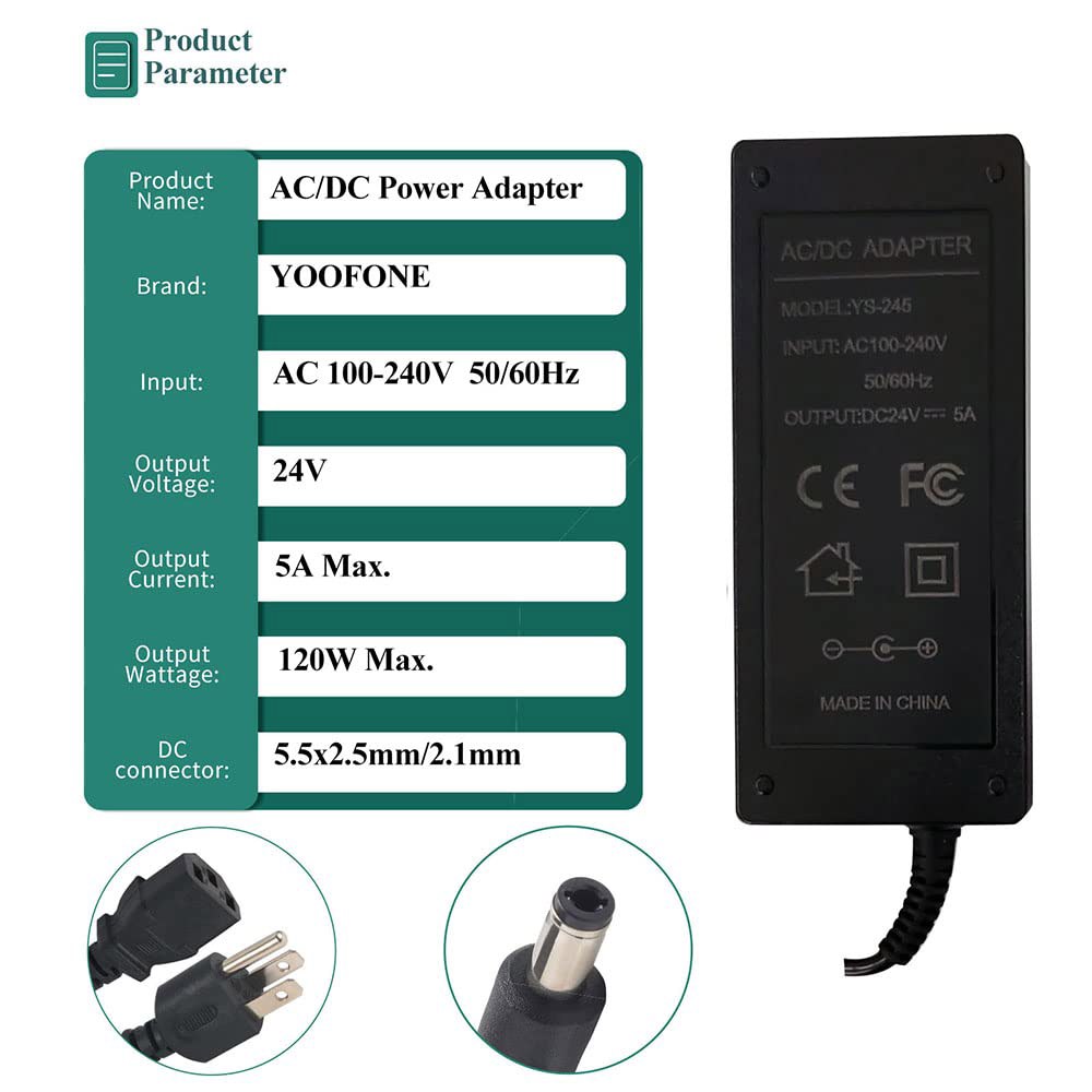 24V 전원 공급 장치 5A 5.5mm 어댑터 100-240V LCD 변압기, X 모니터용 AC - 2A 플러그 CCTV 조명 LED DC 포함 카메라 AC/DC 스위칭 스트립 - 상세 이미지 2