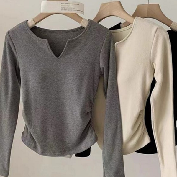 루즈핏 여성 긴 팔 티셔츠 데일리 여성 라운드 티셔츠 노브라 - 상품 이미지