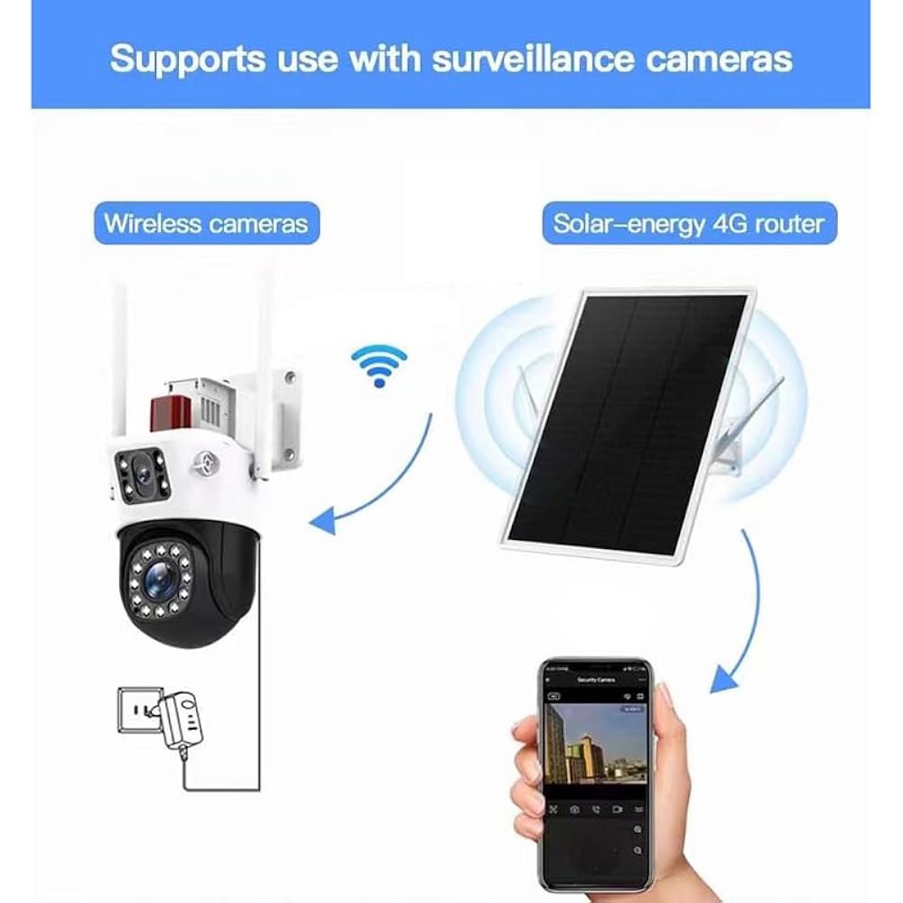 SECUEYE Solar 4G LTE 모뎀 IP66 카메라 VSIM 방수, 트레일 카메라에 Wi-Fi SIM 슬롯, 라우터, 카드 야외 핫스팟, 보안 배터리, 내장 및 2.4Ghz - 상세 이미지 2