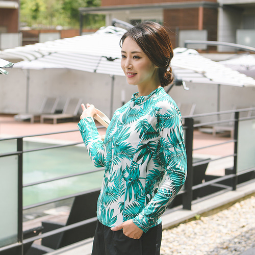 조이마담S7042 하와이 래쉬가드 상의 50대60대중년여성 빅사이즈수영복 - 상세 이미지 2