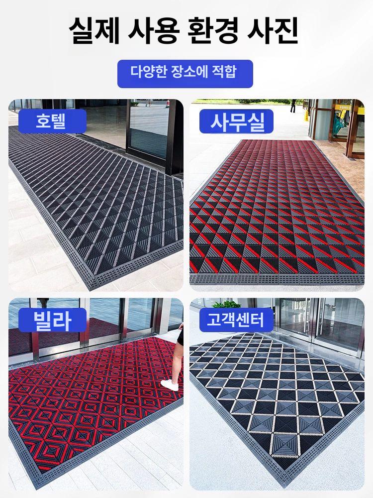 흙털이매트 먼지털이 발판 출입문 우천 매트 조립식 단일 헤어라인 그레이 베이스 그레이 헤어라인 75cm x 120cm - 상세 이미지 3