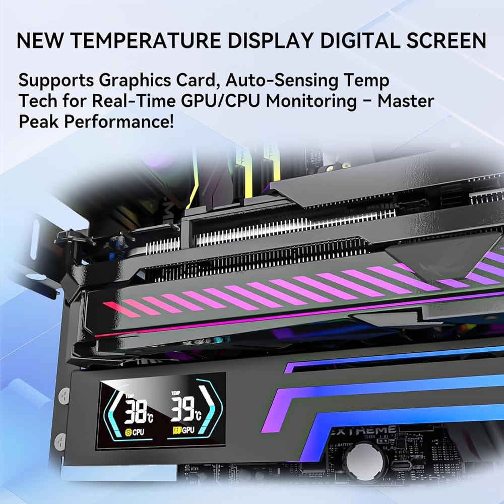 CPU 및 GPU 온도 디스플레이가 있는 GSCOLLER ARGB 지원 브래킷, 범용 그래픽 카드 지원, 비디오 카드용 멀티 앵글 조절 가능한 처짐 스탠드 내장 5V3PIN 주소 - 상세 이미지 2