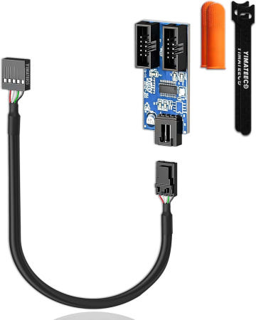 [해외]YIMATECO 마더보드 9핀 USB 헤더 스플리터 2.0 여성 1~2인용 남성 확장 케이블 내부 허브 커넥터 포트 멀티레이어 데스크탑 마더보드(30CM)용