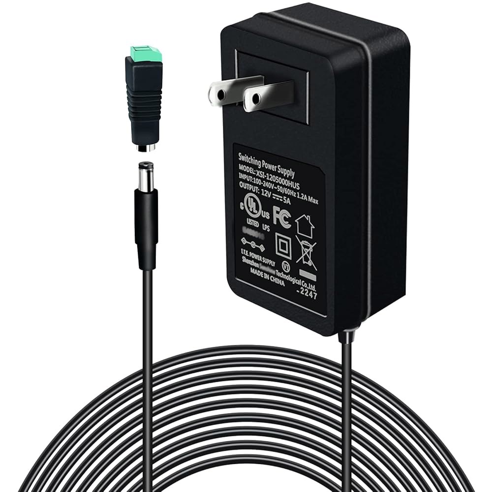 Meiyue 12V 5A 전원 공급 스피커 카메라 x 포함 12볼트 60W UL 변압기, 커넥터 DC 어댑터, 조명 CCTV용 장치 AC/DC 5.5 LED 100V-240V 스트 - 상품 이미지
