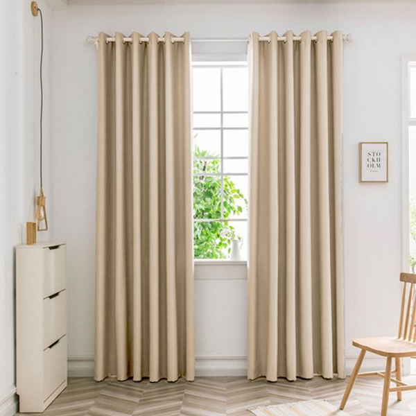 폴리에스테르 암막 커튼 거실 아일렛 커튼 침실 햇빛 차단